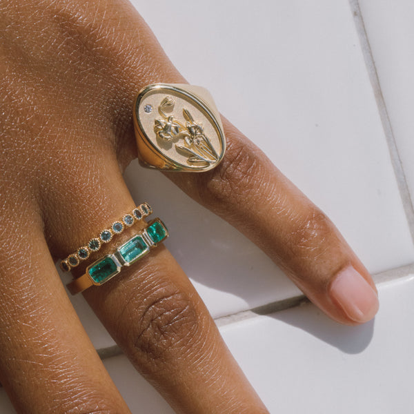 Starling Emerald Emerald Cut Bezel Set Band