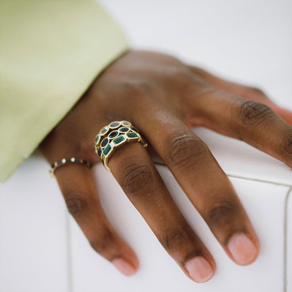 Starling Emerald Emerald Cut Bezel Set Band