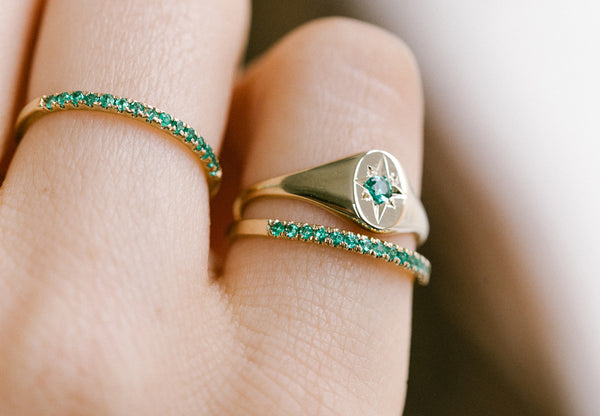 Starling EMERALD NORTH STAR SIGNET RING