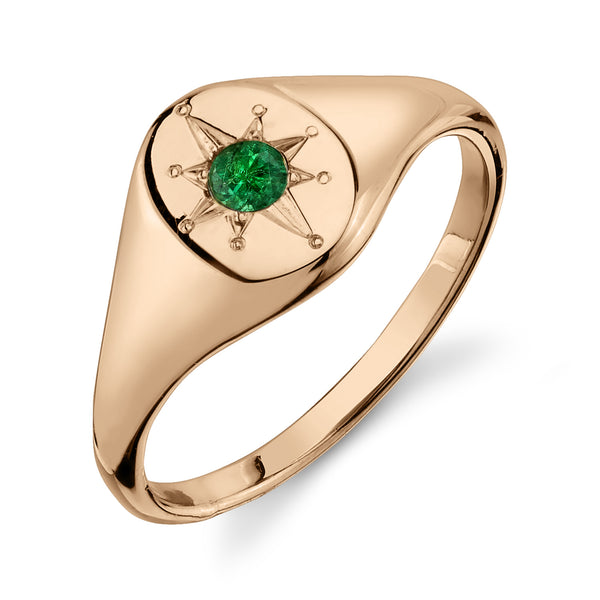 Starling EMERALD NORTH STAR SIGNET RING