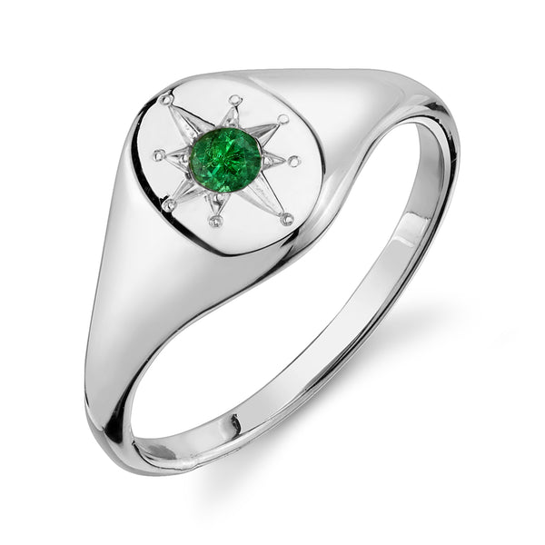 Starling EMERALD NORTH STAR SIGNET RING