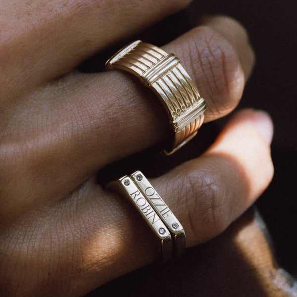 Starling Engraved Bar Signet Ring