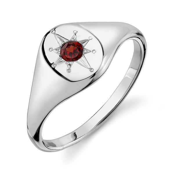 Starling GARNET NORTH STAR SIGNET RING