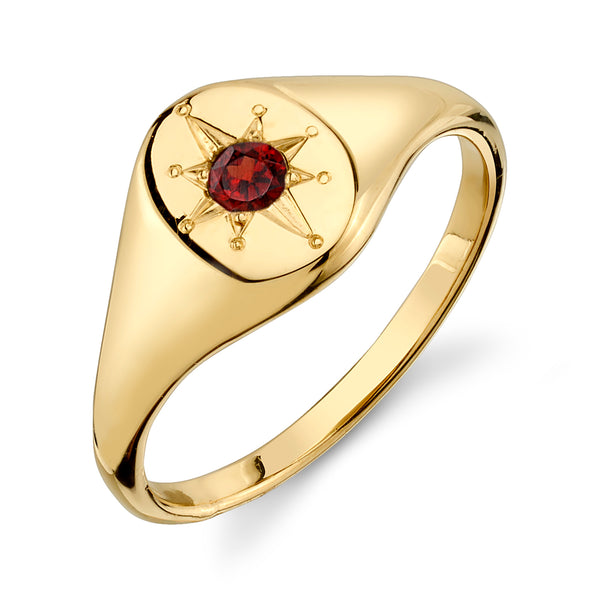 starling GARNET NORTH STAR SIGNET RING
