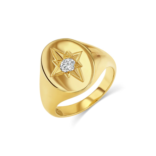 starling GRAND DIAMOND NORTH STAR SIGNET RING
