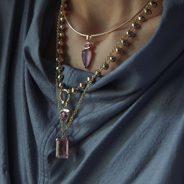 Starling Grape Garnet And Chalcedony Vessel Charm