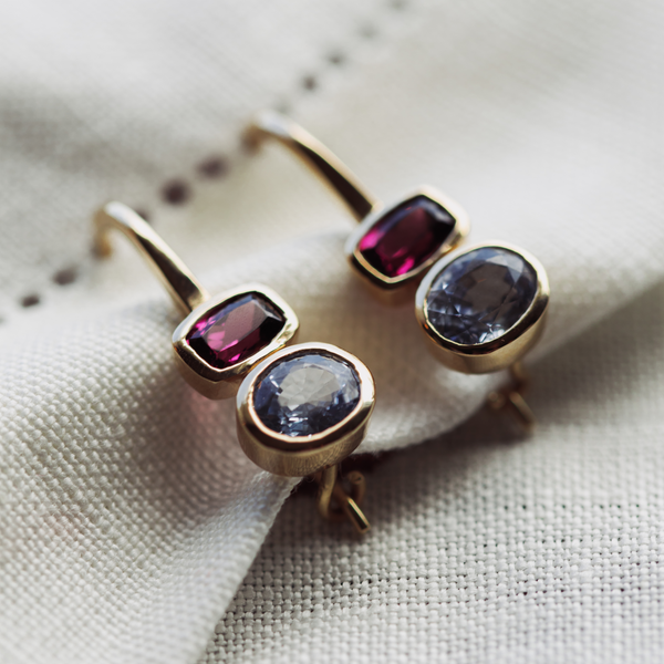 Starling Grape Garnet & Sapphire Earrings