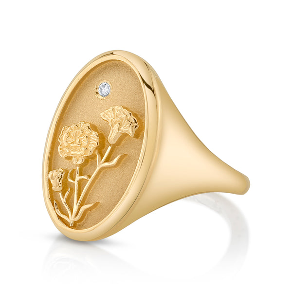 Starling JANUARY BIRTH FLOWER SIGNET RING