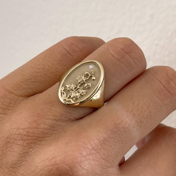 Starling JULY BIRTH FLOWER SIGNET RING