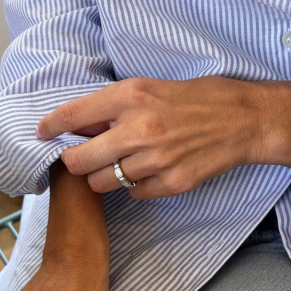 Starling Lab Diamond Emerald Cut Bezel Set Band