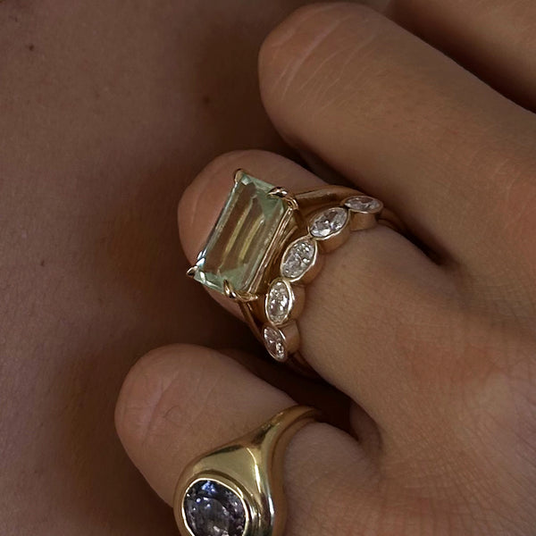 Starling LIGHT GREEN BERYL PRONG RING