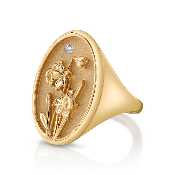 Starling MARCH BIRTH FLOWER SIGNET RING