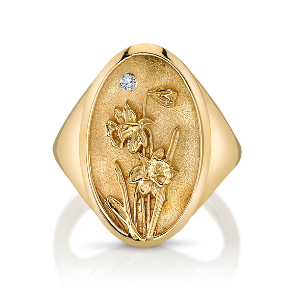 starling MARCH BIRTH FLOWER SIGNET RING