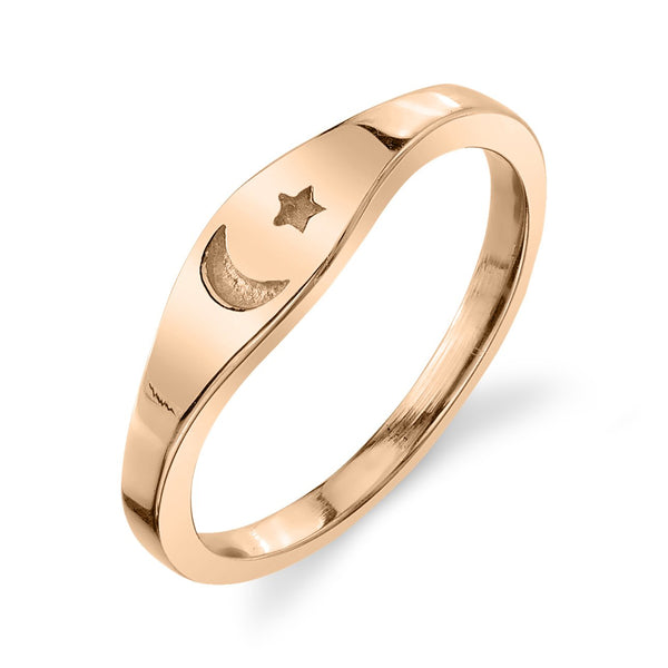 Starling Moon & Star Mini Signet Ring