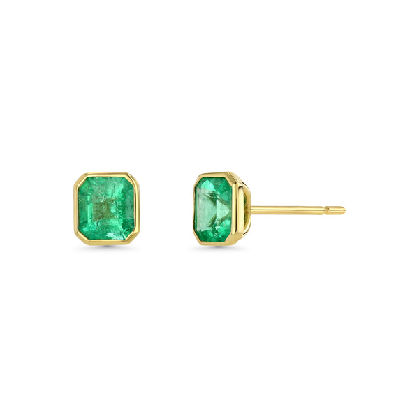 starling Muzo Emerald Bezel Set Earrings