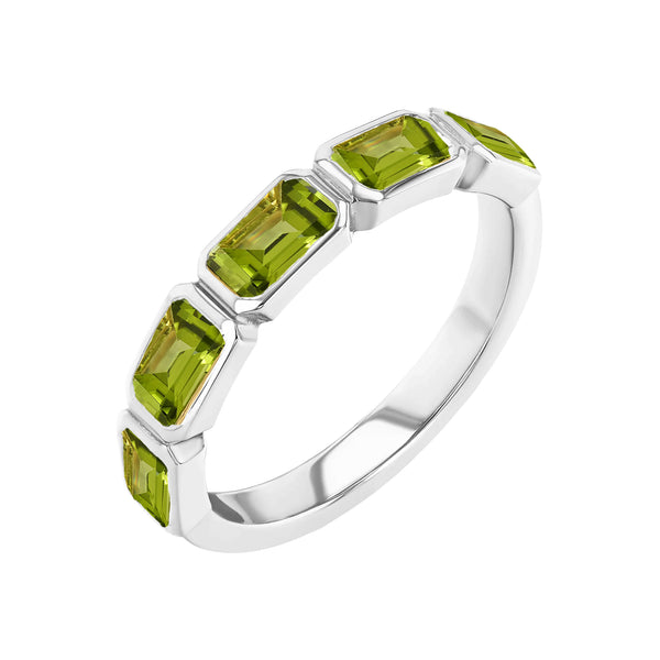 Starling Peridot Emerald Cut Bezel Set Band