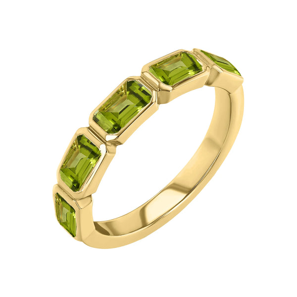 starling Peridot Emerald Cut Bezel Set Band