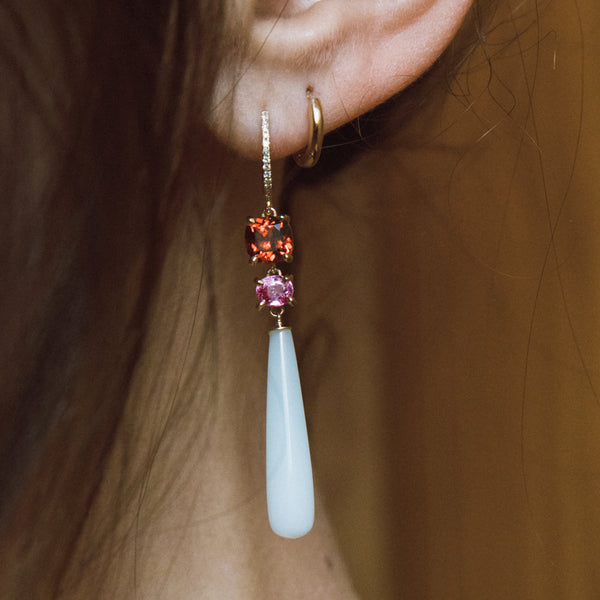Starling Pink Sapphire Garnet Opal Drops