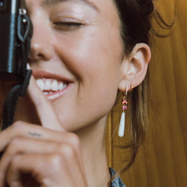 Starling Pink Sapphire Garnet Opal Drops