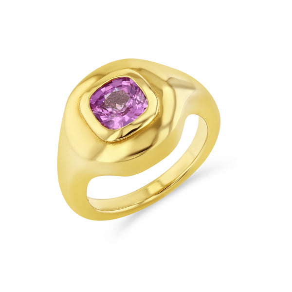 starling PINK SAPPHIRE RIPPLE SIGNET RING