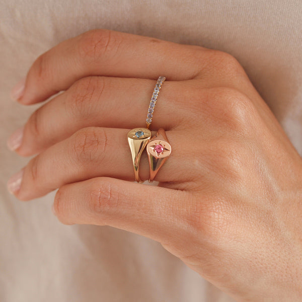 Starling PINK TOURMALINE NORTH STAR SIGNET RING