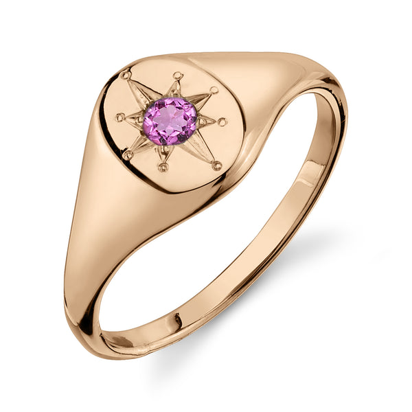 Starling PINK TOURMALINE NORTH STAR SIGNET RING