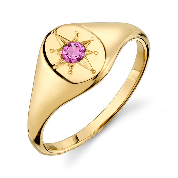 starling PINK TOURMALINE NORTH STAR SIGNET RING