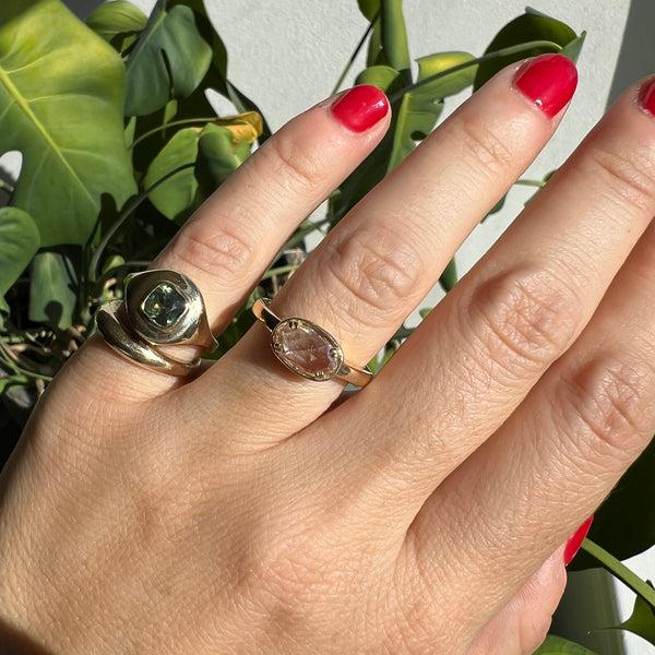 Starling ROSE CUT OVAL DIAMOND BASKET RING