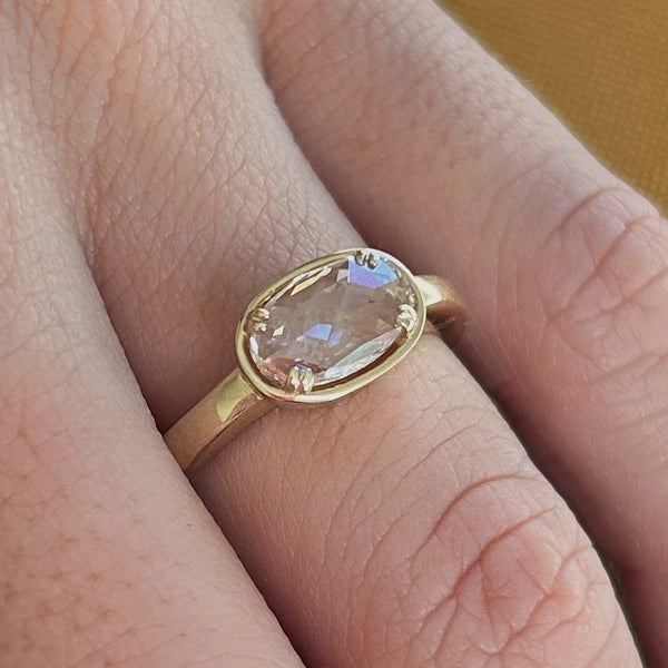 Starling ROSE CUT OVAL DIAMOND BASKET RING