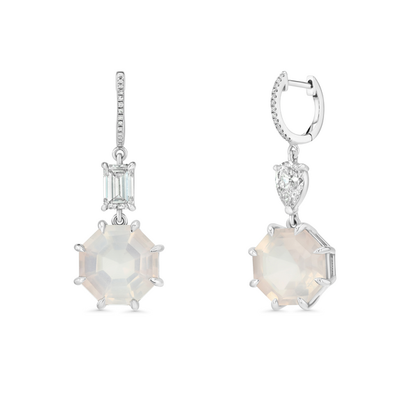 starling Rose Quartz & Lab Diamond Drop Earrings