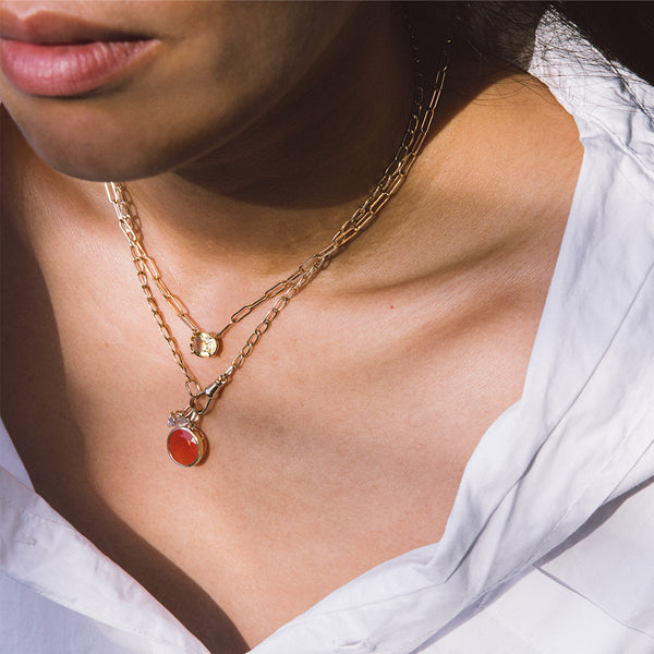 Starling Round Carnelian Bezel Set Charm