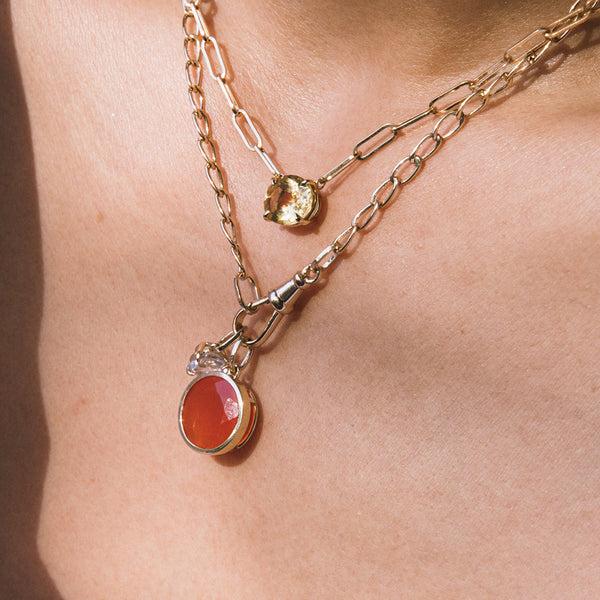 Starling Round Carnelian Bezel Set Charm
