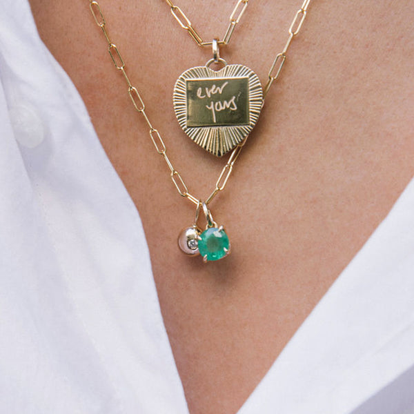 Starling Round Emerald Prong Set Charm