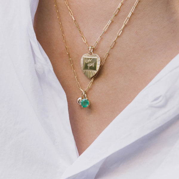 Starling Round Emerald Prong Set Charm