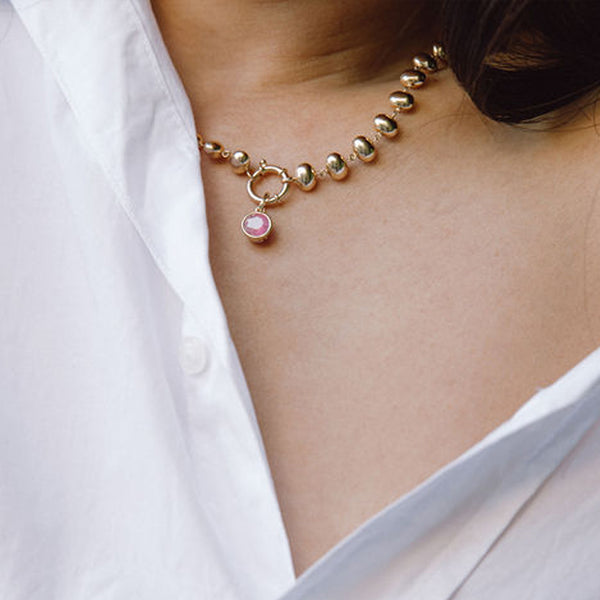 Starling Round Pink Tourmaline Bezel Set Charm