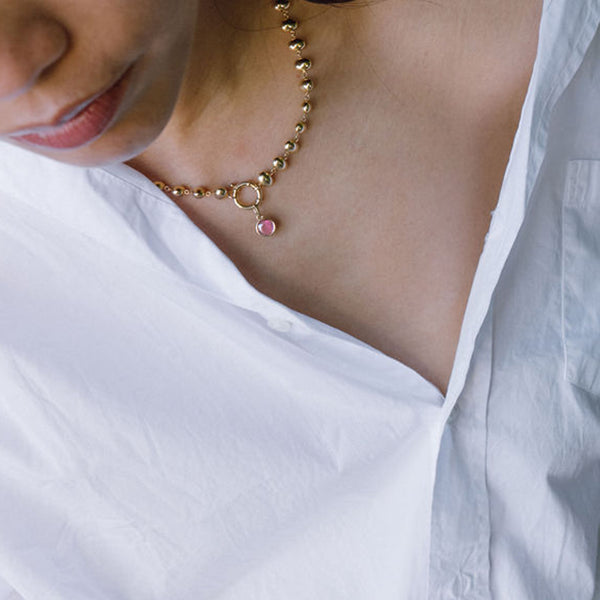 Starling Round Pink Tourmaline Bezel Set Charm