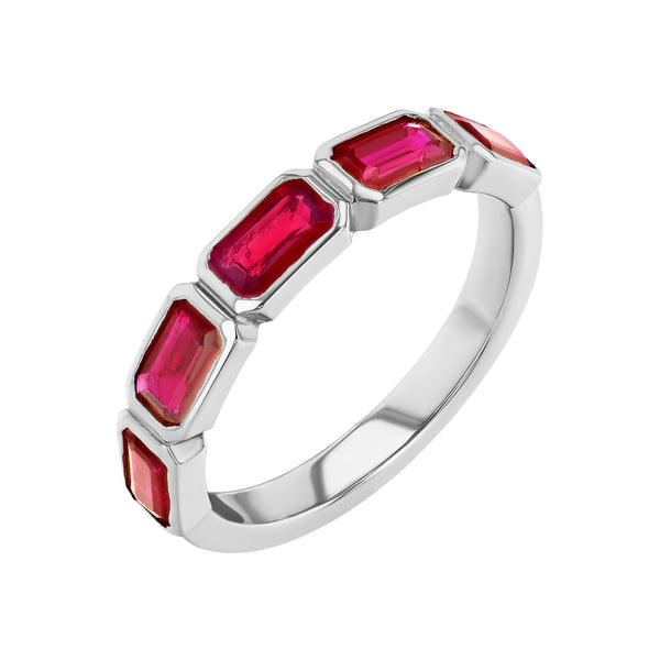 Starling Ruby Emerald Cut Bezel Set Band
