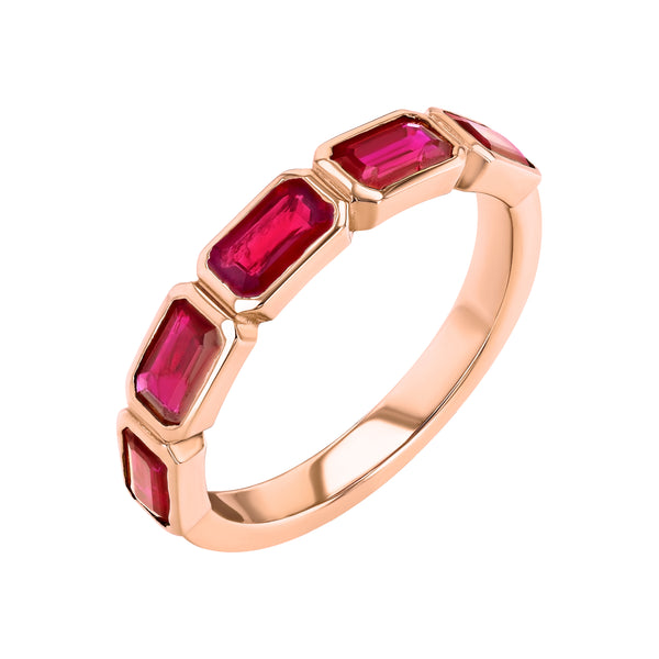 Starling Ruby Emerald Cut Bezel Set Band