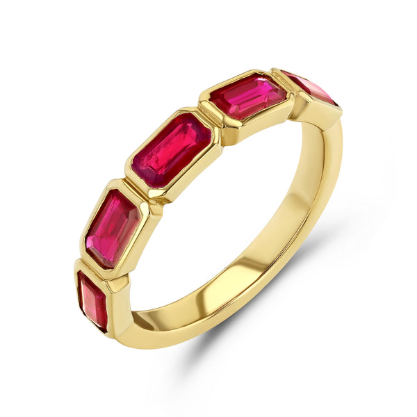 starling Ruby Emerald Cut Bezel Set Band