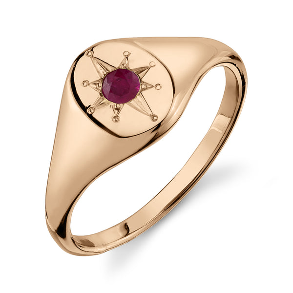 Starling RUBY NORTH STAR SIGNET RING