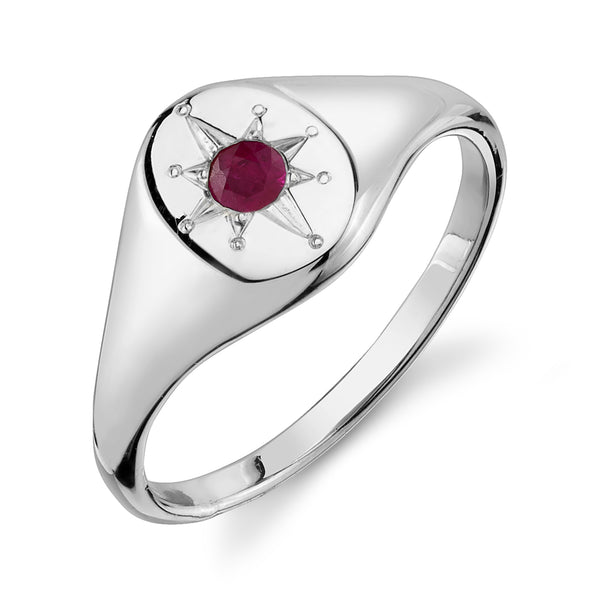 Starling RUBY NORTH STAR SIGNET RING