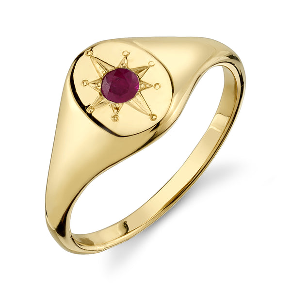 starling RUBY NORTH STAR SIGNET RING