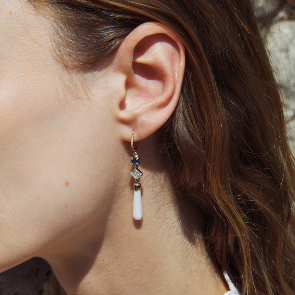 Starling Sapphire Diamond & Coral Drop Earrings