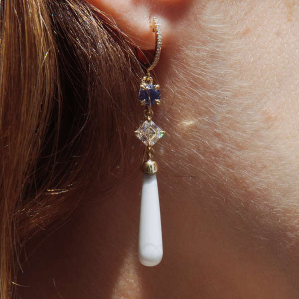 Starling Sapphire Diamond & Coral Drop Earrings