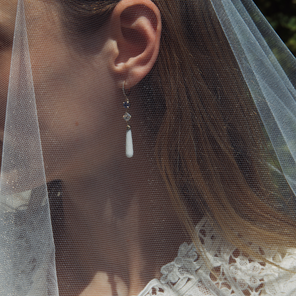 Starling Sapphire Diamond & Coral Drop Earrings