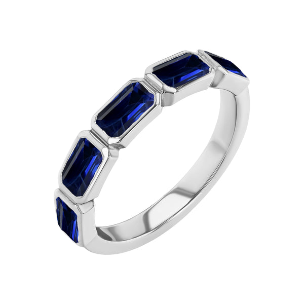 Starling Sapphire Emerald Cut Bezel Set Band