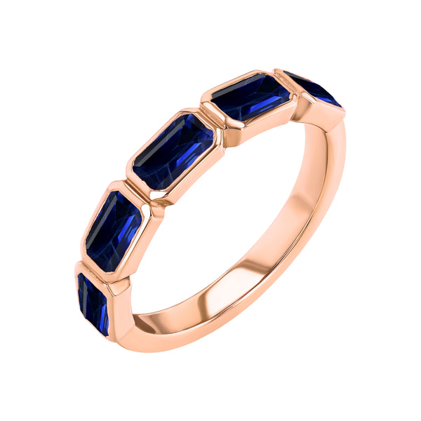 Starling Sapphire Emerald Cut Bezel Set Band