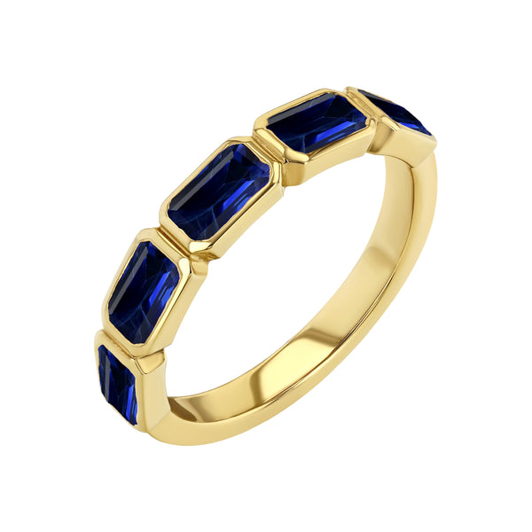 starling Sapphire Emerald Cut Bezel Set Band