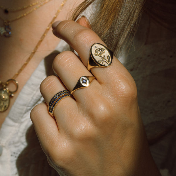 Starling SEPTEMBER BIRTH FLOWER SIGNET RING