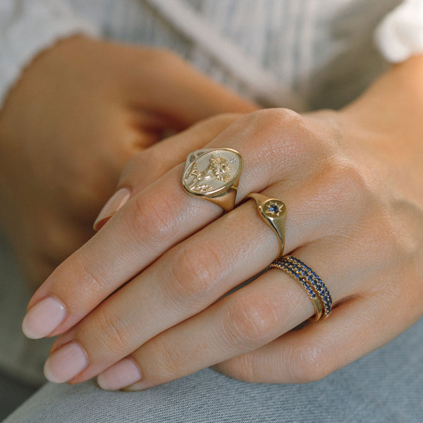 Starling SEPTEMBER BIRTH FLOWER SIGNET RING